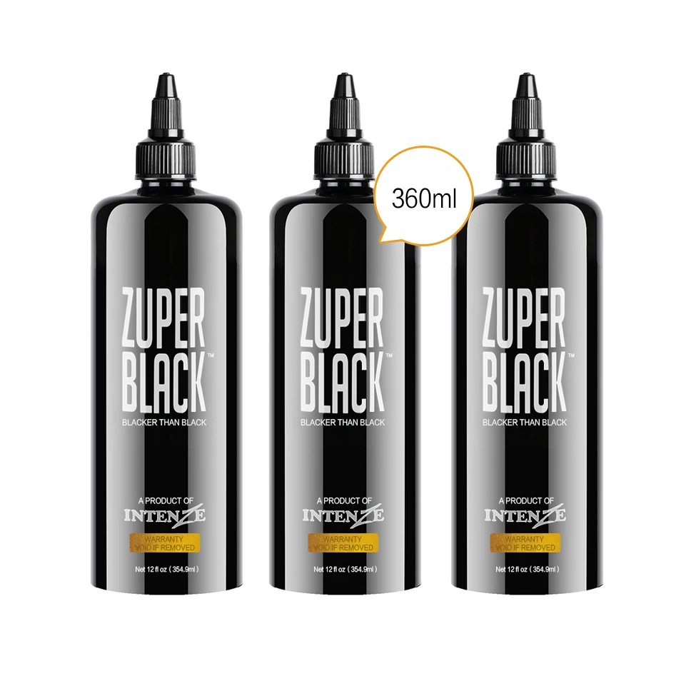 Tattoo Ink Small Particle Zuper Black Silicone Leather (360 ml) 12 oz Super Black for Student Practice