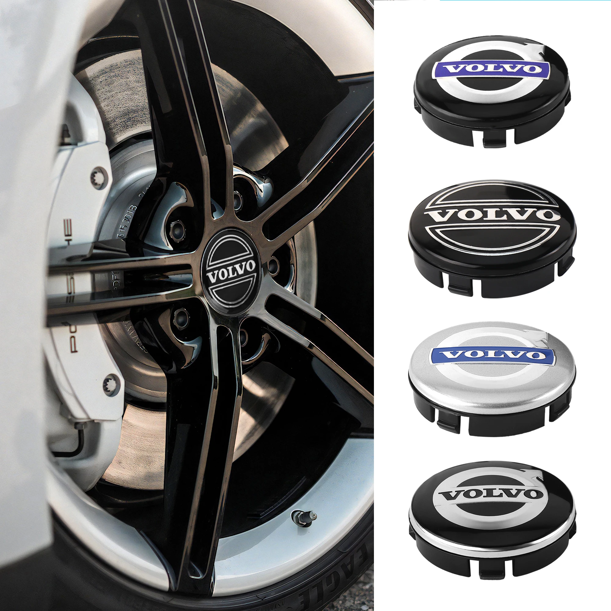 4Pcs/Set 56/60/64MM Car Wheel Center Cap Tire Badge Cover For Volvo T6 AWD C30 C40 C50 C70 S40 S60 S70 S80 S90 V40 V50 XC90