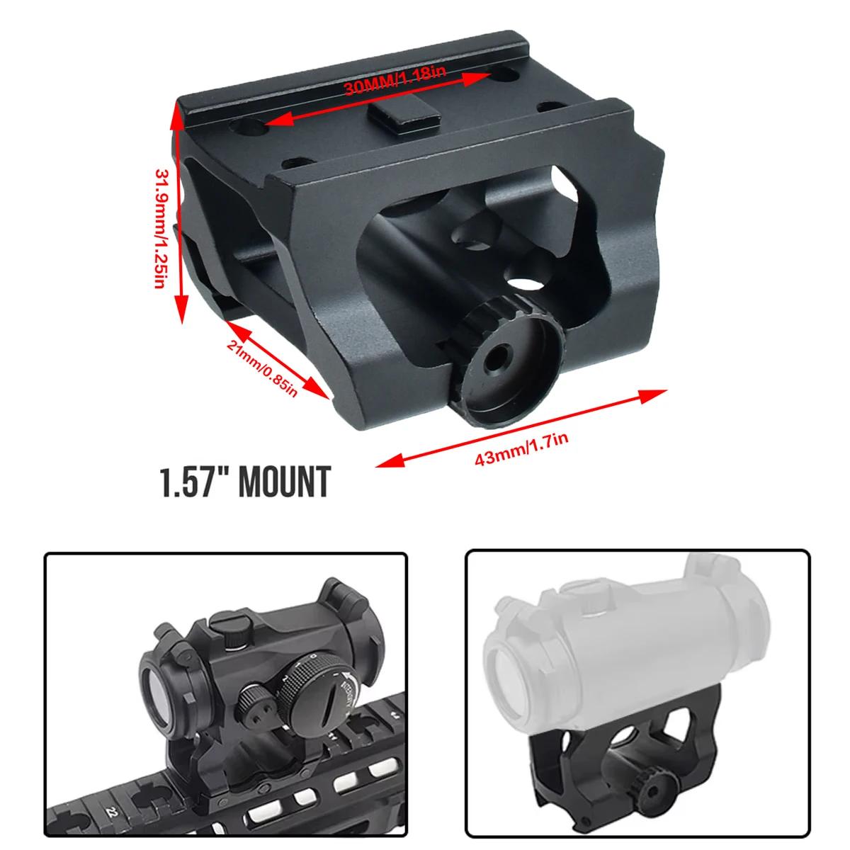 Neue UNITY Fast Riser Halterung 1,54" 1,93" 2,26" Höhe Zielfernrohr QD-Halterung für Red Dot Sight Reflexvisier Universelle Halterung passend für 20mm – Detail 9