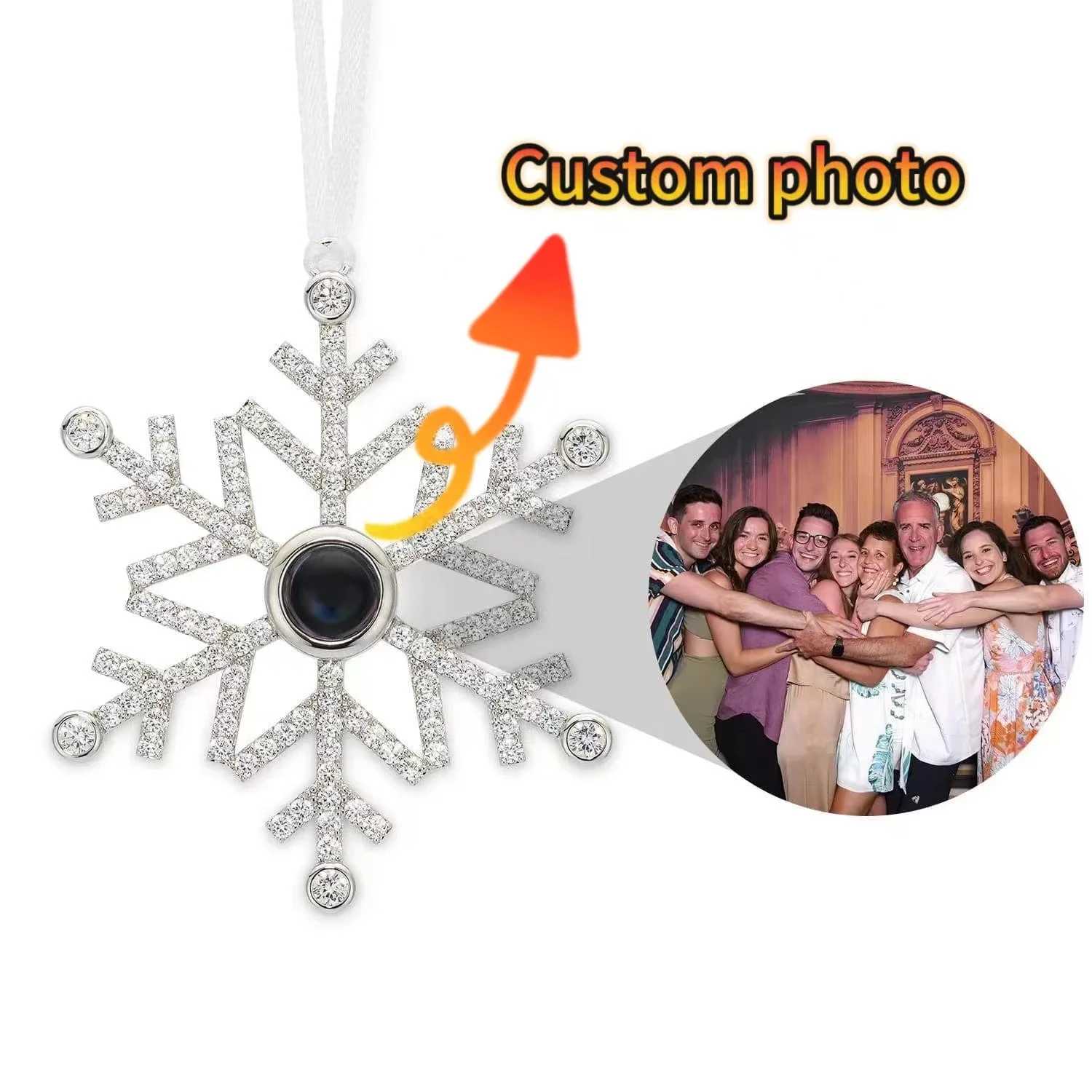 DHQH Wholesale Customized Projection Snowflake Pendant Customized Personalized Stainless Steel Projection Pendant Christmas Gift