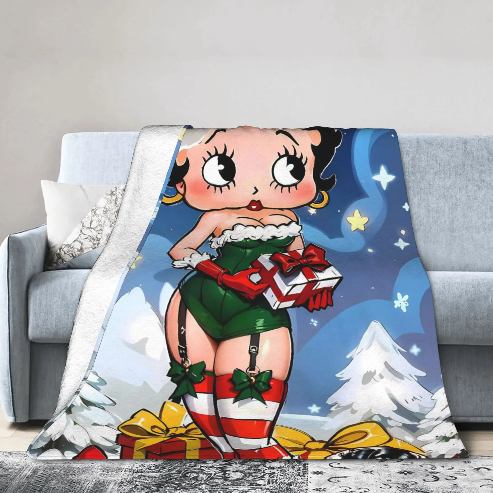 B-Bettys Boops Blanket Quality Super Soft  Throw Blanket Winter Children Home Decor Fluffy Bedspread