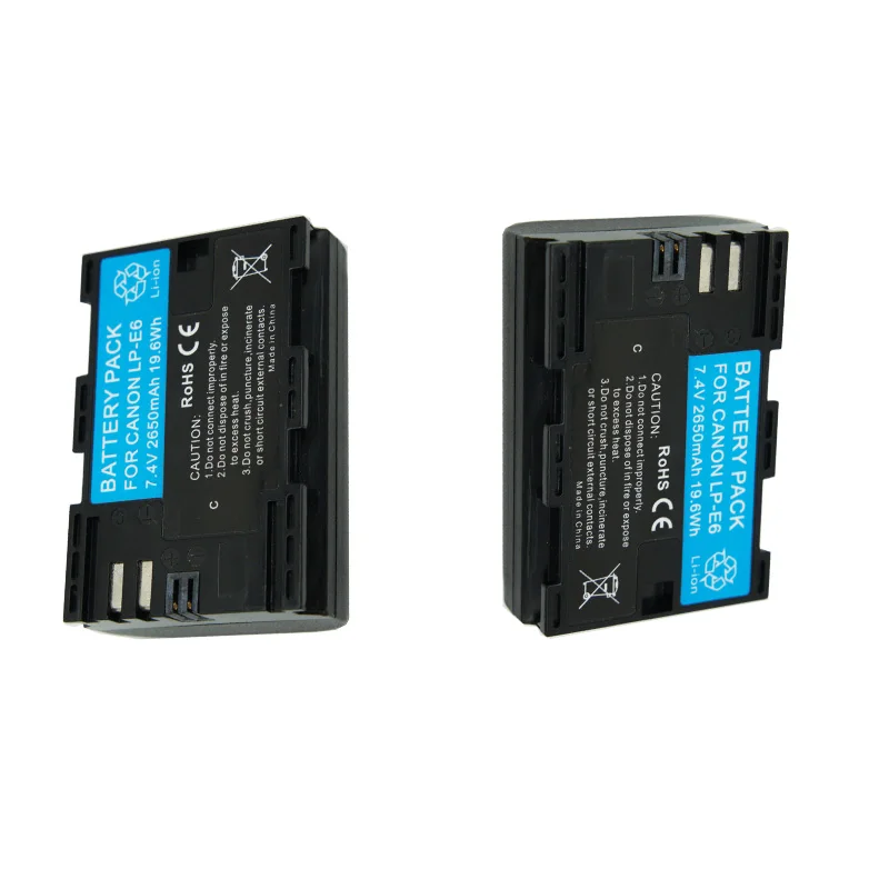 LP-E6 2650mAh rechargeable camera battery suitable for Canon EOS 6D 7D 5D Mark II III IV 60D 60Da 70D 80D 5DS R XC10