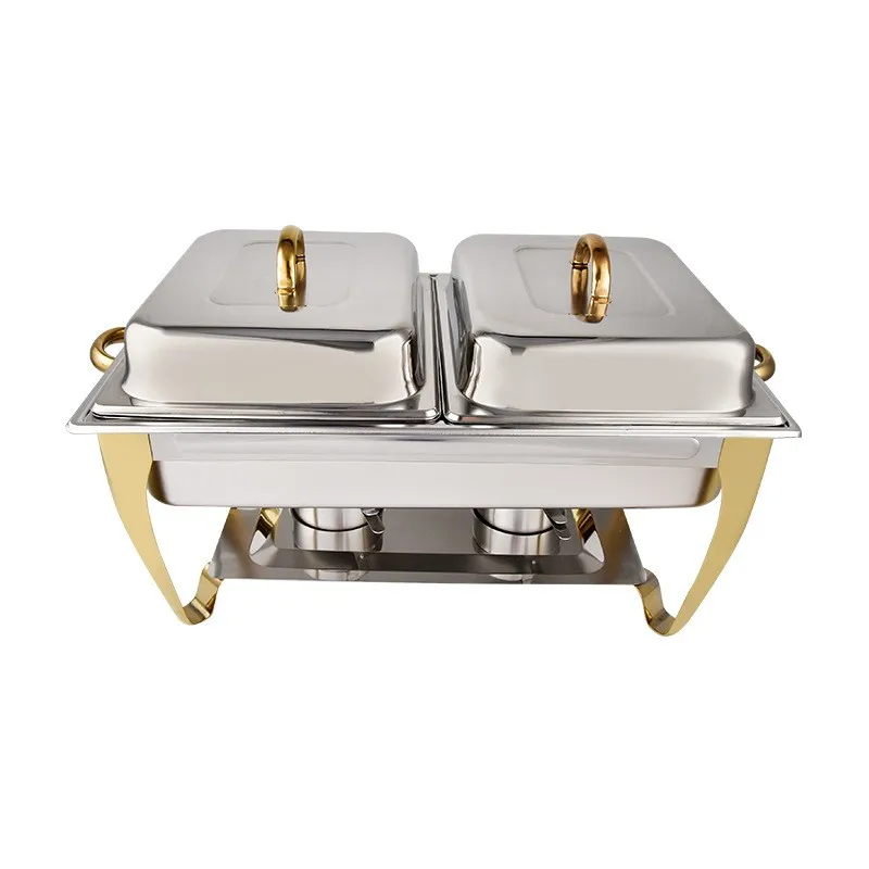 Zestaw do bufetu z golden hot potem, podgrzewacz do żywności ze stali nierdzewnej, serwer do bufetu, na bankiety, imprezy, catering, wesela, zestaw do hot potu