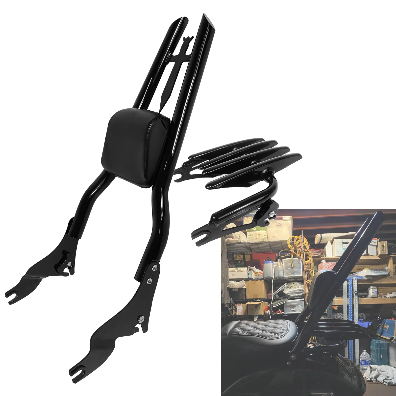 

Sissy Bar Motorcycle Rear Backrest & Luggage Rack For Harley Touring 2009-2025 Road King Glide CVO Utrla Limited FLTRX FLHTK
