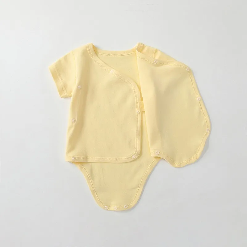 0-3 Months Newborn Baby Onesies Solid Color Cotton Bodysuit Slant Open Button Soft Infant Casual Bebe Clothes For Baby Boy Girl