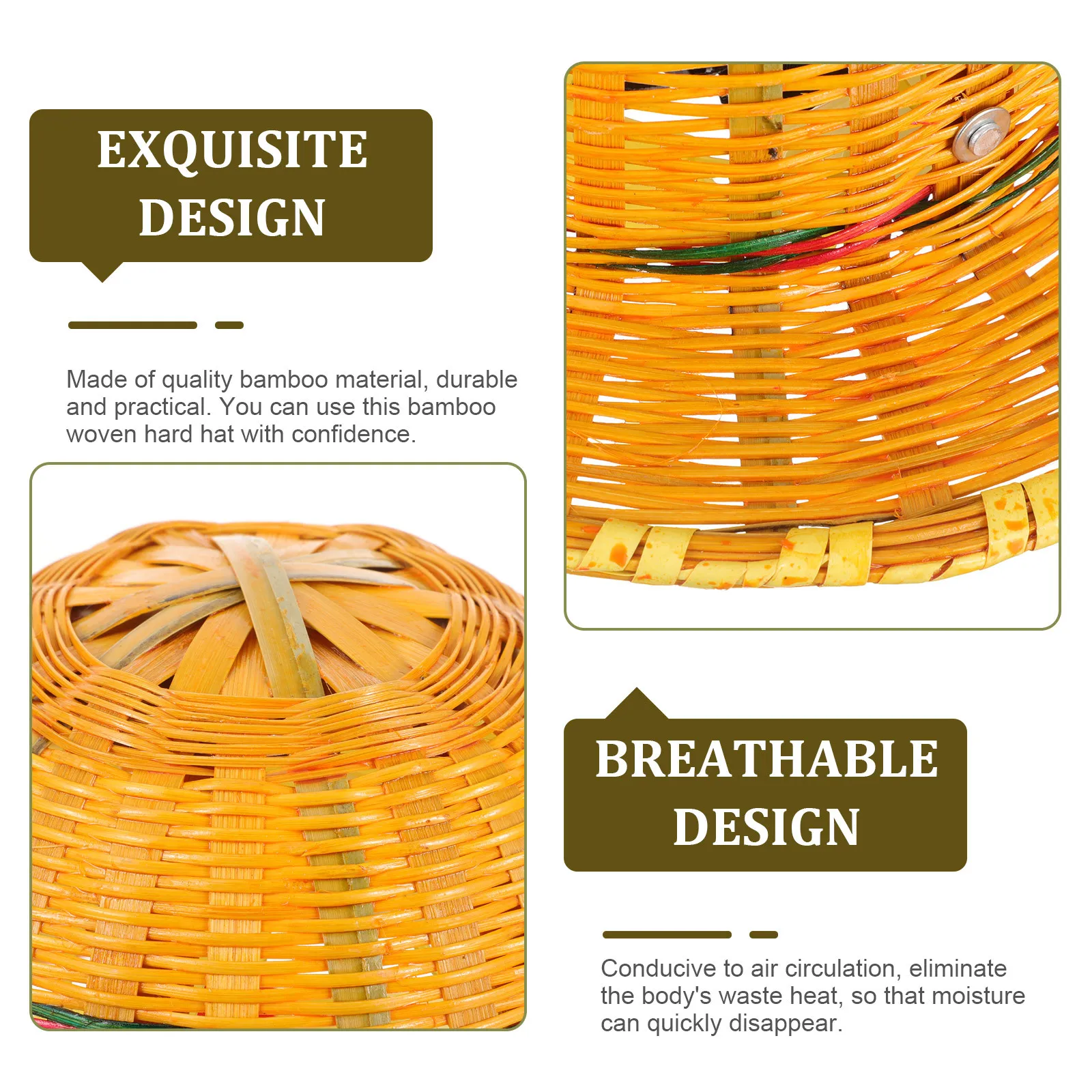 

Bamboo Woven Hard Hat Breathable Safety For Construction Workers Sun Proof Outdoor Industrial Headwear