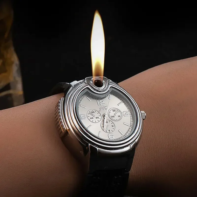 Classic Men\'s Watch Gold Portable Lighter Windproof Flameless Charging USB Cigarette Lighter Tool Tungsten Wire Exquisite Gift