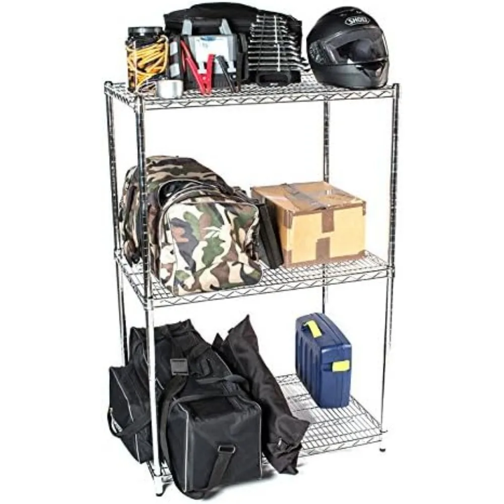 3段クロームスターターシェルフユニット、奥行き12インチ、幅30インチ、高さ74インチ、頑丈で省スペースな収納ソリューション