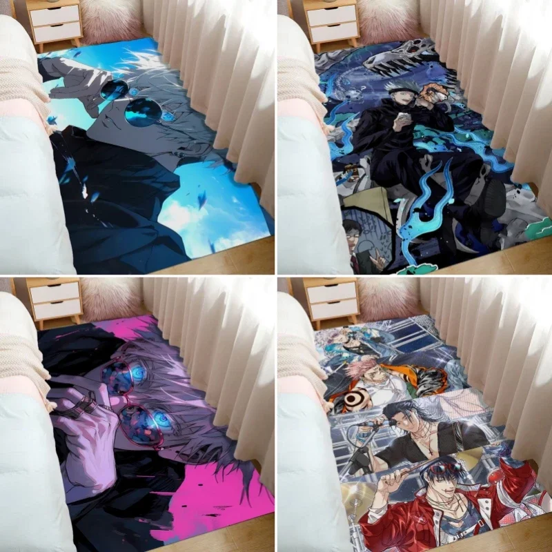 Jujutsu Kaisen Satoru Gojo Yuji Itadori Fushiguro Megumi Carpet Anime Peripheral Cartoon Bedroom Toilet Floor Mat Two Dimensions