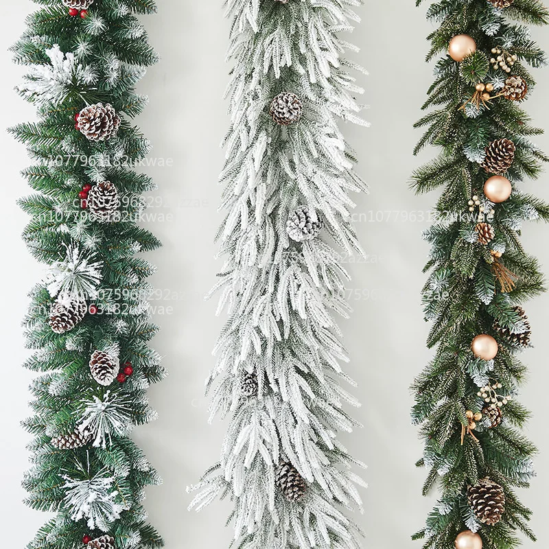 

Christmas decoration 2 meters encryption rattan hotel shopping mall window scene arrangement flocking snow rattan door pendant