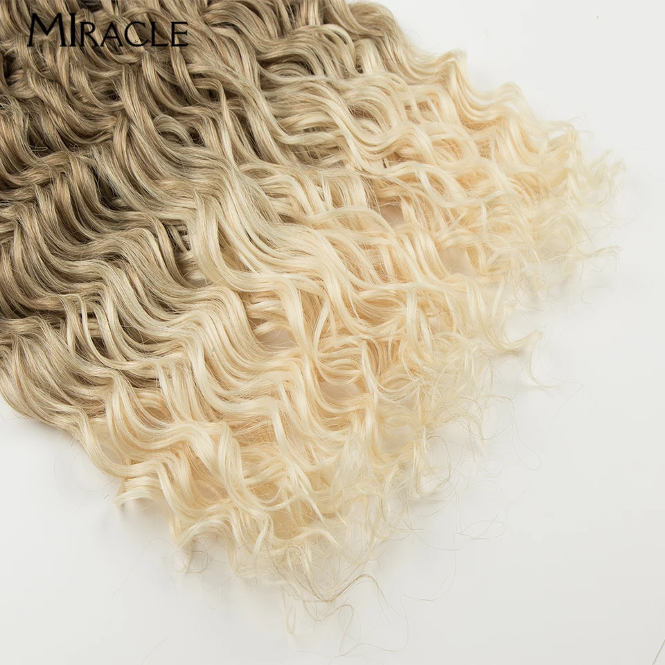 MIRACLE Curly Hair Extensions 20\'\' Synthetic Crochet Hair Braids Hook Synthetic Fake Hair Water Wave Braiding Hair Ombre Blonde