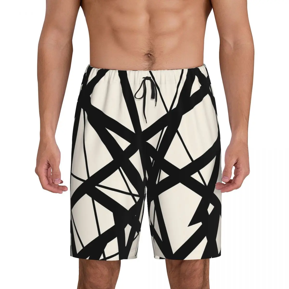 

Custom EVH Authentic Stripes Van Halen (eggshell) Short Pajama Pants Men Sleepwear Sleep Lounge Bottom Shorts Sleeping Pants