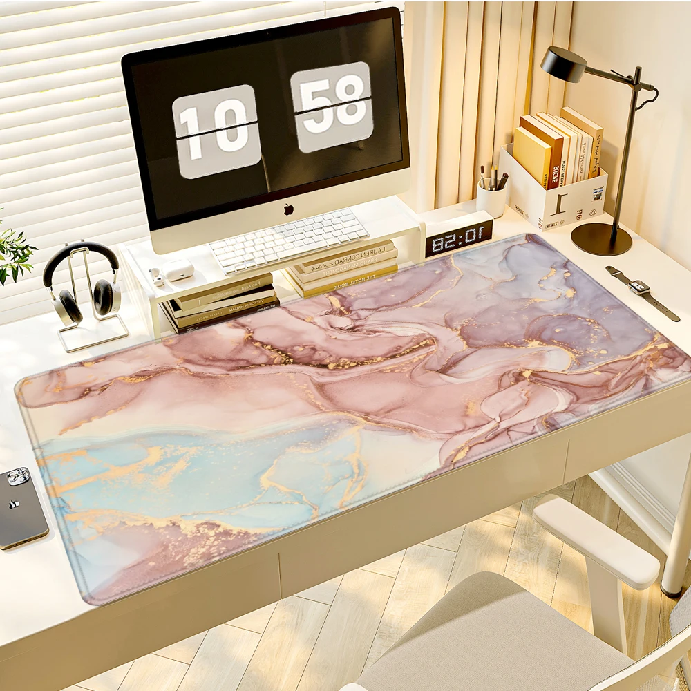 HYBXAXC MousePad Gamer Purple Marble XL Computer Home Custom Mousepad XXL Mechanisches Tastaturpad Naturkautschuk Rutschfester Teppich