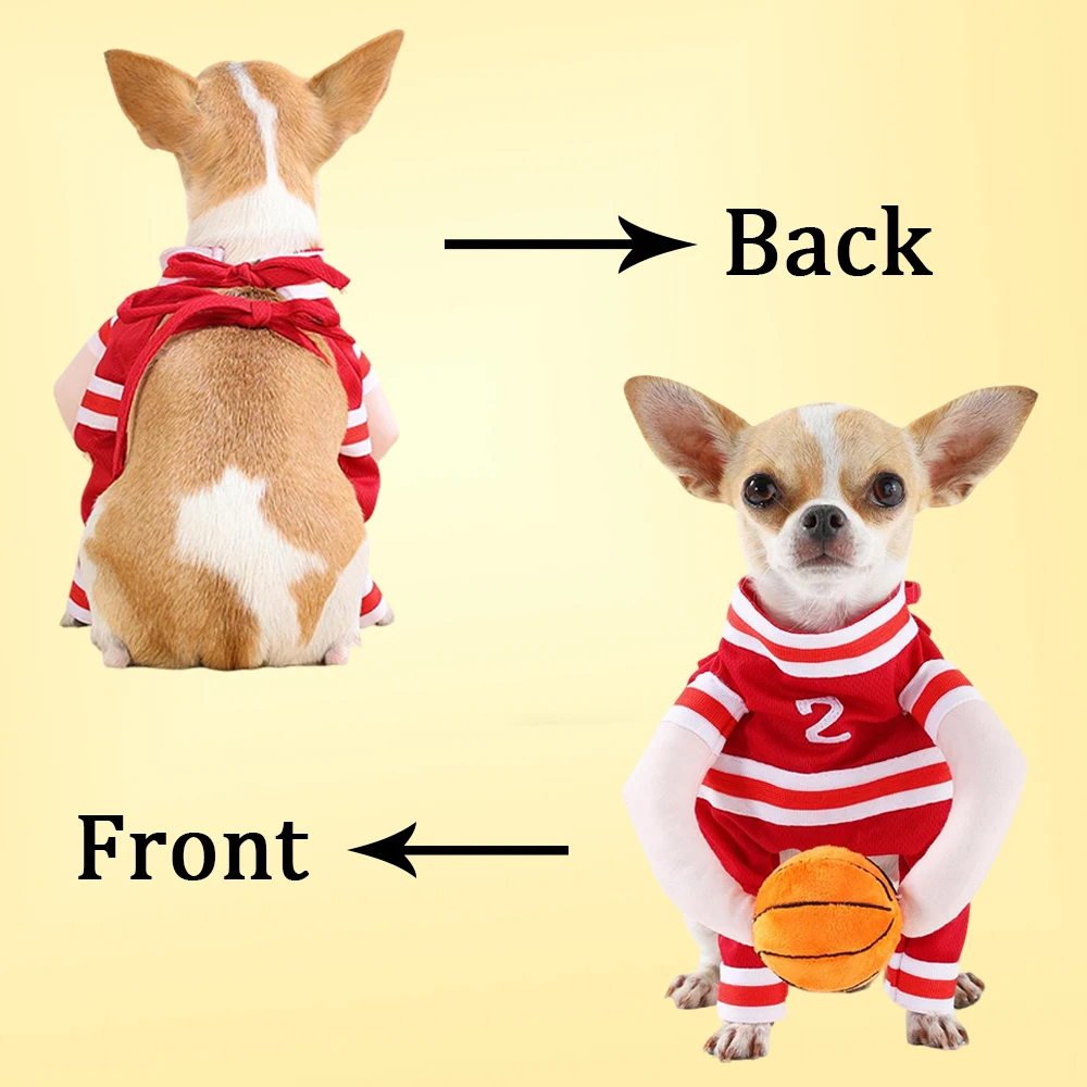 أزياء الهالوين لكرة السلة للحيوانات الأليفة قابلة للتعديل وحفلات الجرو ملابس رياضية للاعب ملابس تنكرية للكلاب الصغيرة والقطط تشيهواهوا