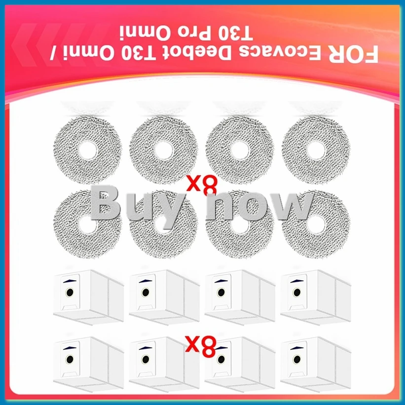 Accessory Set for T30 Omni / T30 Pro Omni Robot Vacuum Cleaner Replacement Parts Wipes and Dust Bags-A51M