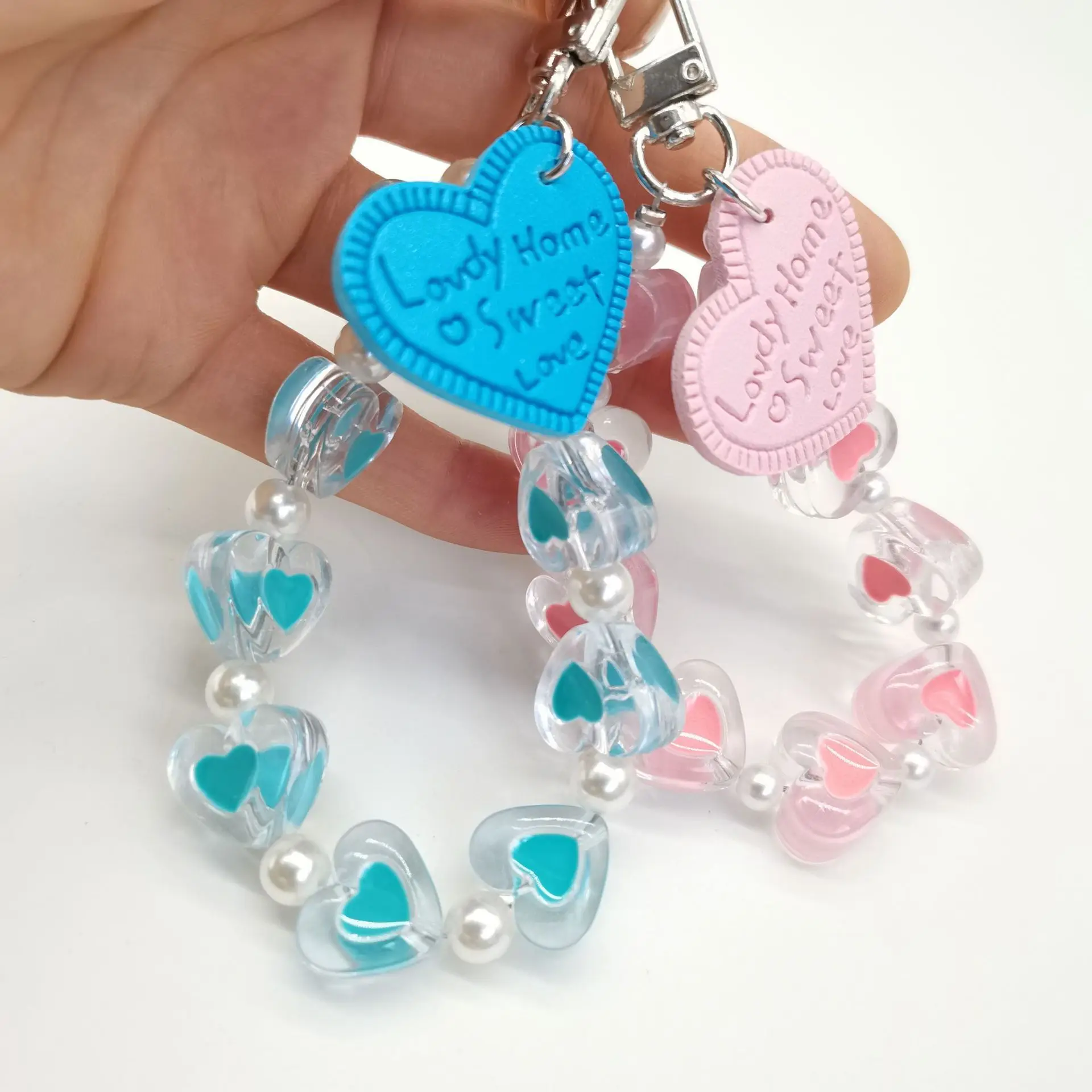 Heart-Shaped Bracelet Keychain Charm, Heart-Shaped Letter Leather Accessories, Cell Phone Charms, Keychains