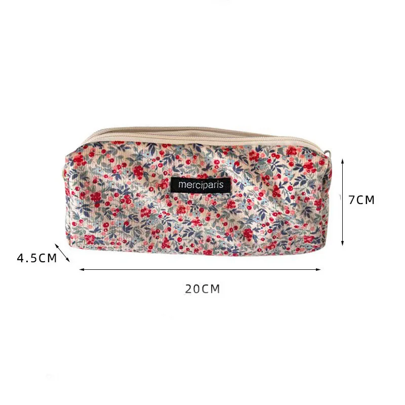 Women Flower Cosmetic Bags Girl Pencil Case Embroidery Student Korean Kawaii Cases for Girls Make Up Brush Storage Pouch