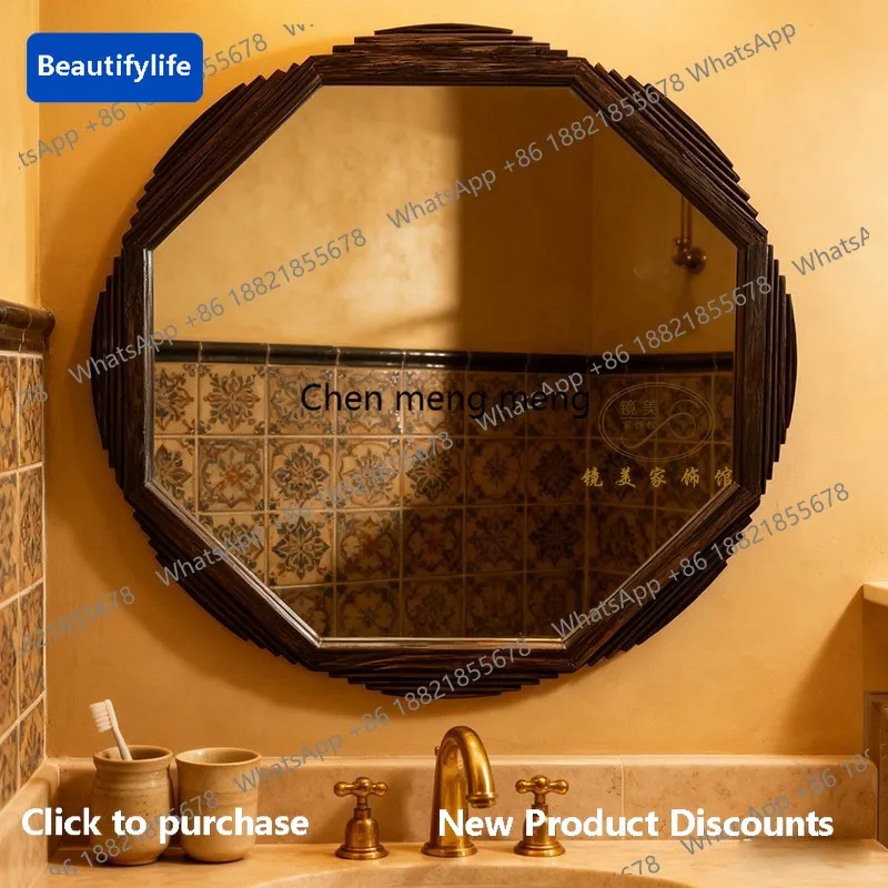 

M183 French retro style wall-mounted mirror medieval home bedroom makeup mirror European bathroom mirror