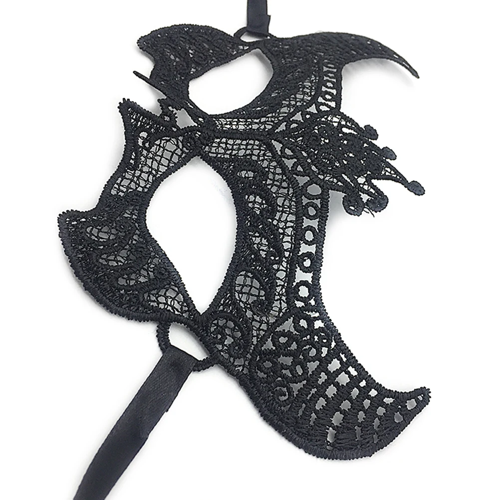 

Horn Mask Black Lace Masquerade Masks Elegant Eye Halloween Fancy Dress Eyemask Adjustable Ribbon Non Toxic Adult Women Party