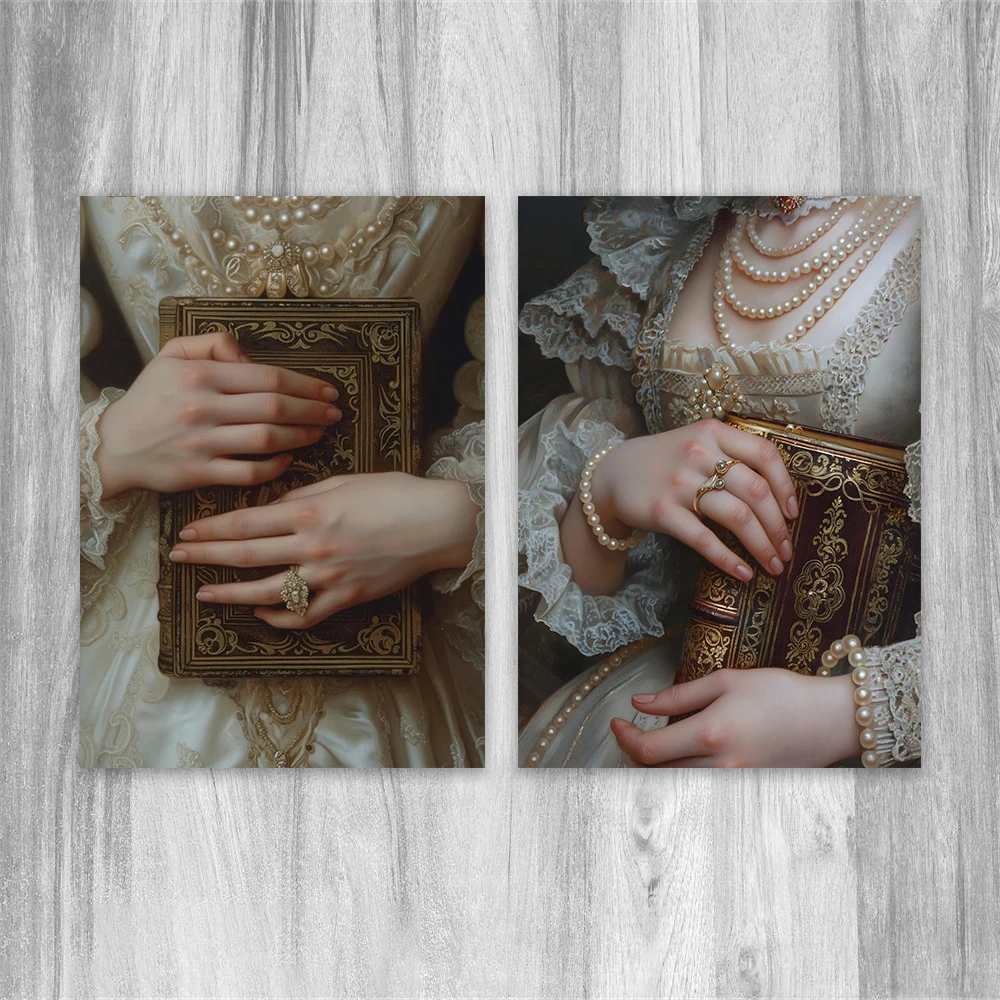 

Victorian Art Altered Print Moody Canvas Painting Vintage Woman Bookish Print Victorian Decor Wall Art Dark Antique Art Poster