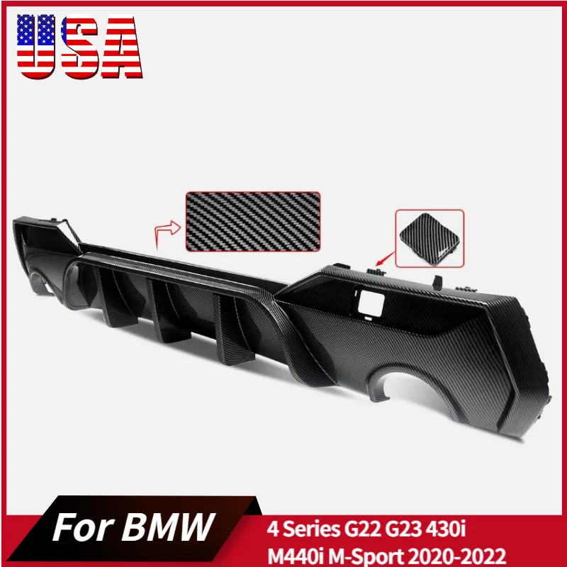 

Для BMW 4 серии G22 G23 430i M440i M-Sport 2020-2022 карбоновый задний бампер, диффузор, двойные выхлопные системы, обвесы