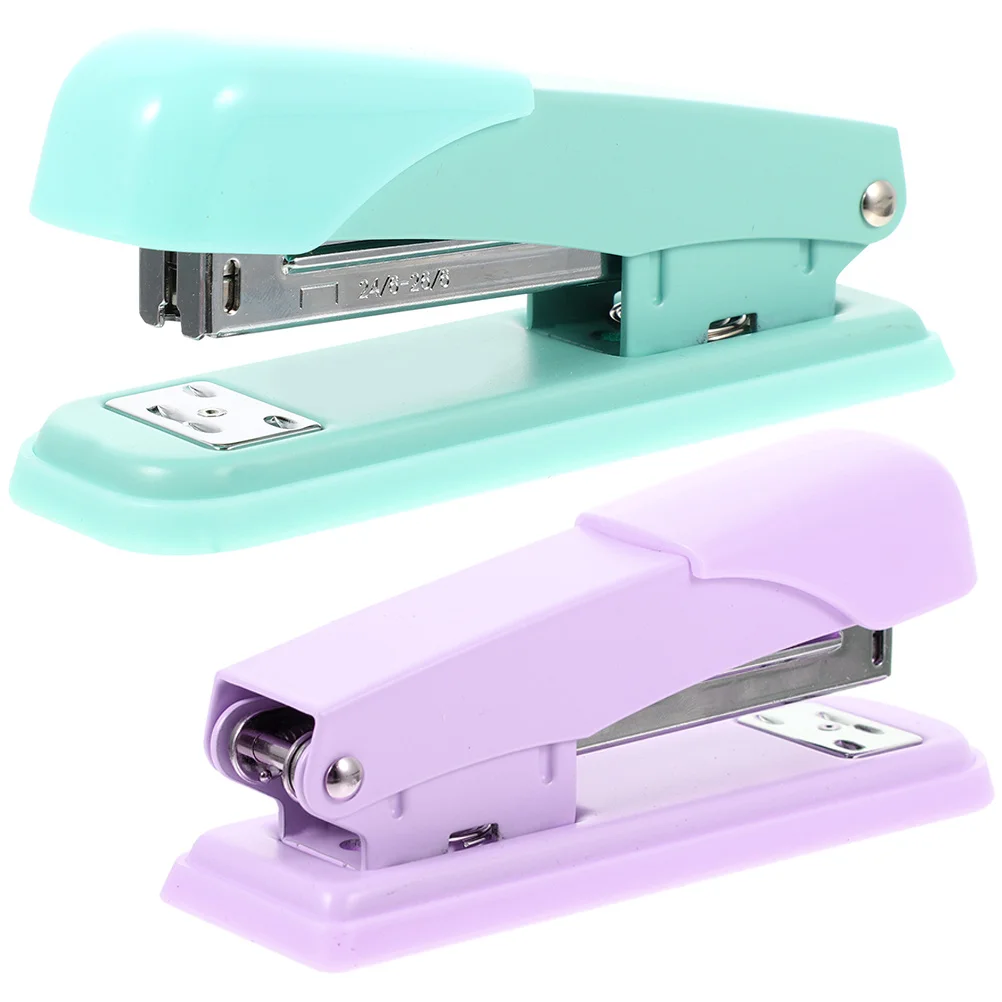 2Pcs Creative Compact Metal Stapler No Jamming Practical Stationery Gift for Classmates Teachers Classroom Stapler