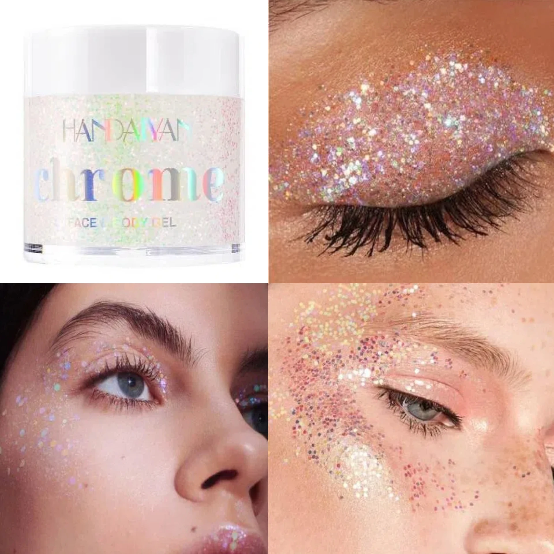 Body Glitter Gel Zeemeermin Oogschaduw Glanzende Glitter Gel voor Gezichtshaar Lichaam Voor Muziekfestival Concert Kerstfeestaccessoires