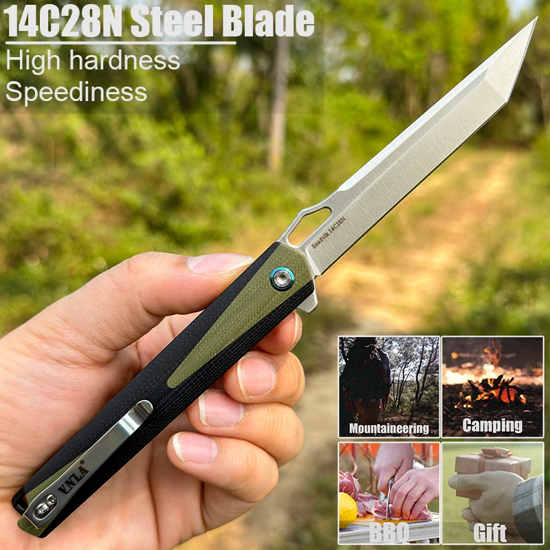 FORESAIL 14C28N Steel Sharp Folding Knife Outdoor Camping Hunting Cutting Tactics Survival Hiking Pocket Clip Kitchen tool Knife