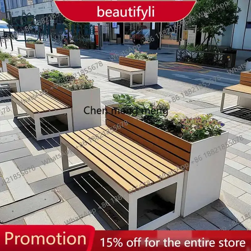 E136 Modern Design Garden Bench Multifunctional Café Commercial Street Fence Flower Rack Outdoor Chair Balcony Furniture