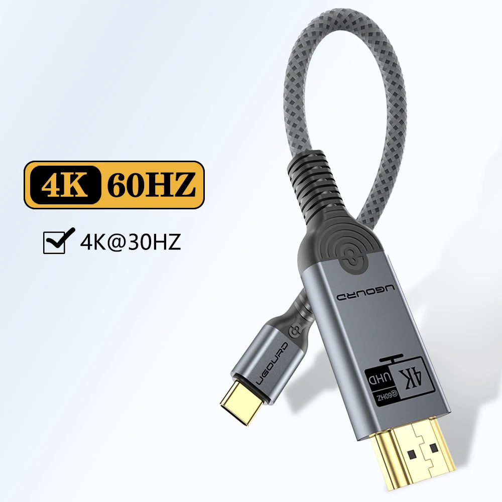 UGOURD USB C naar HDMI 2.0 compatibele kabel 4K @ 60HZ USB Type C naar HDMI1.4 kabel HDTV-converter 4K30Hz voor MacBook iPad Pro Samsung