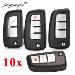 Jingyuqin 10pcs 2/3BTN Shell chiave auto remota per Nissan Qashqai Sunny NV200 J11 Pulsar C13 Juke x-trail T32 Micra Flip Key NSN14