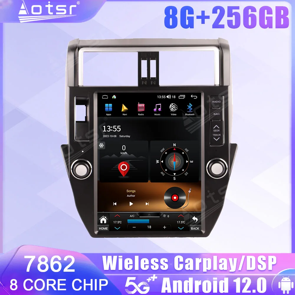 

Android 12 экран автомобиля радио для Toyota Land Cruiser Prado 150 2010 2011 2012 2013 Carplay GPS мультимедиа плеер стерео головное устройство