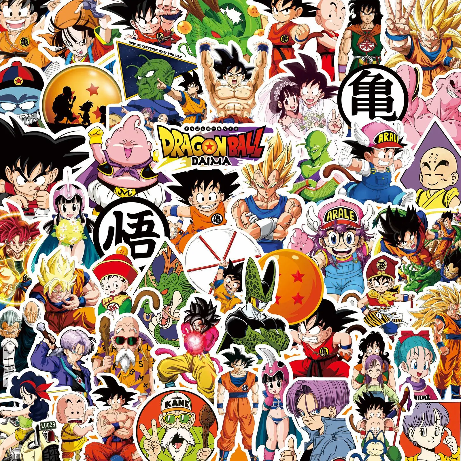 82 Uds pegatinas de Dragon Ball Anime Son Goku calcomanías juguetes DIY Graffiti monopatín papelería portátil lindos paquetes de pegatinas de dibujos animados