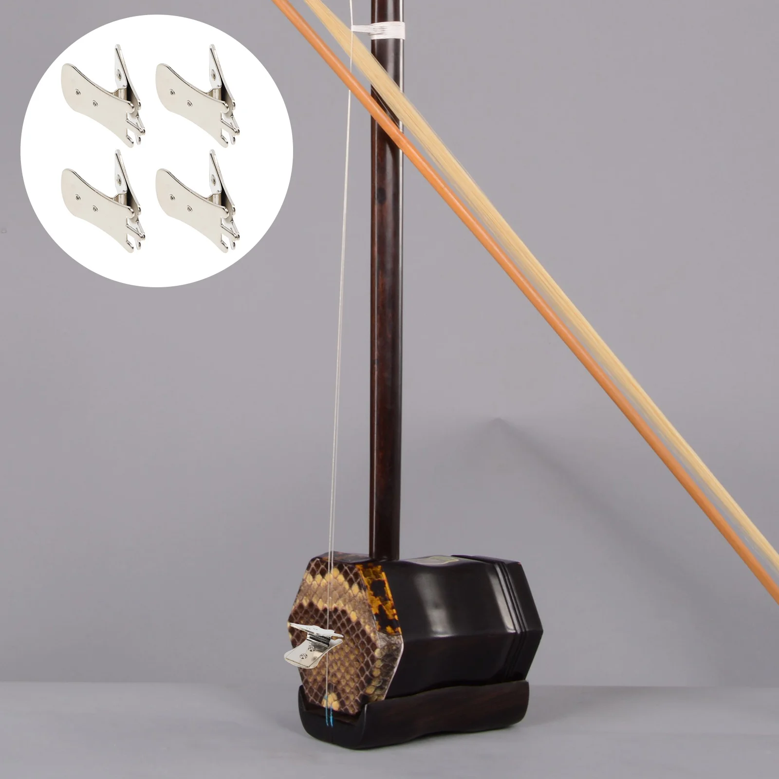 

4Pcs Erhu Muffler Attenuators Lightweight Durable Portable Simple Design Practice Mute Clips Accessories Erhu Muffler