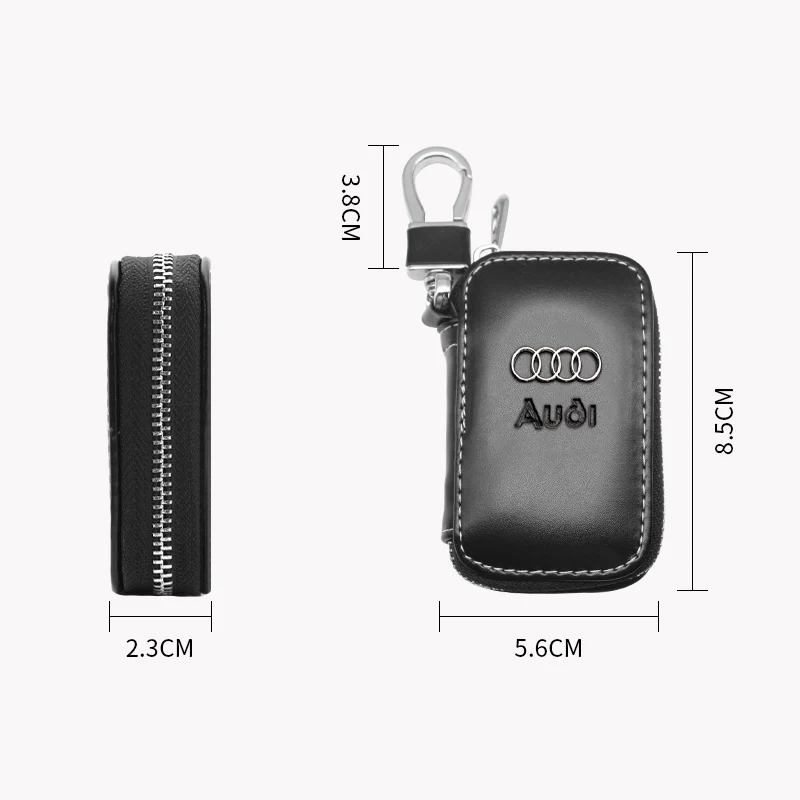 1Pc 3D Metal Car Styling Keychain Badge For Audi Q5 Q2 Q7 A3 B7 B5 B6 B8 B9 8P 8V 8L A5 Leather Key Ring Auto Emblem Accessories