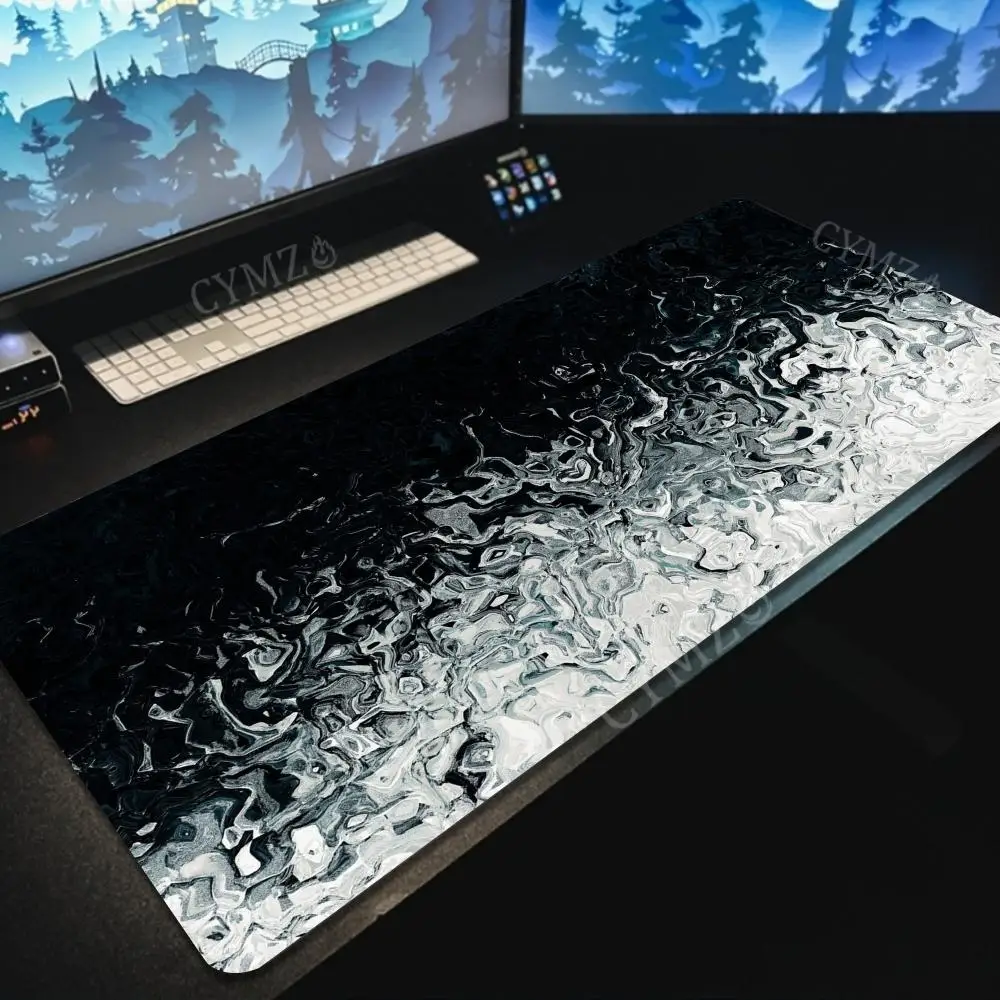 

Black and white artistic fluid pattern Mouse Pad Desk Mat gaming mats rubber anti-slip Durable pc accessories keyboard mousepads