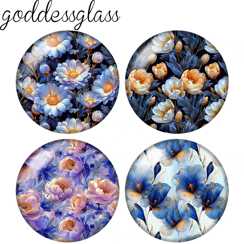 New Flowers like Real Patterns Beauty 12mm/18mm/20mm/25mm Round photo glass cabochon flat back Making findings Pins Necklace