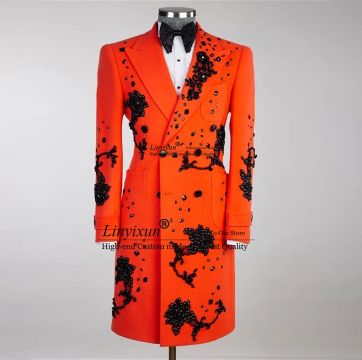 Luxury Metal Embellished Men Single Coat Peaded Lapel Groom Tuxedos Sets Wedding Prom Blazers Outfit traje de hombre elegante
