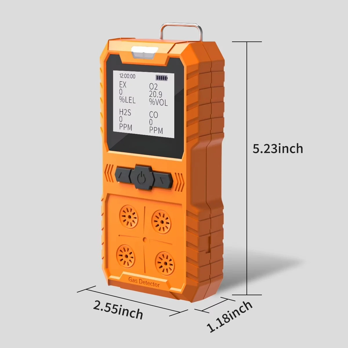 4 Gas Detector, Portable 4 Gas Monitor Multi Gas Detector H2S,O2,CO and EX Rechargeable LCD Display H2s Monitor