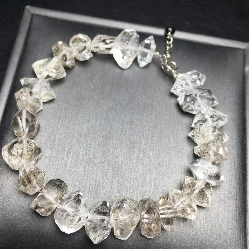 

Natural Pakistan Herkimer Diamond Bracelet Luxury Jewelry Quartz Crystal Stone Bangle For Women Gift 9MM
