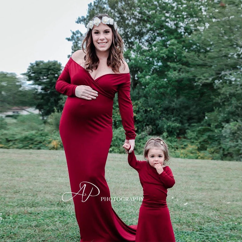 Maxivestido de maternidad con hombros descubiertos para sesión de fotos, accesorios de fotografía de maternidad, 2019 algodón, Sexy, para mujeres embarazadas