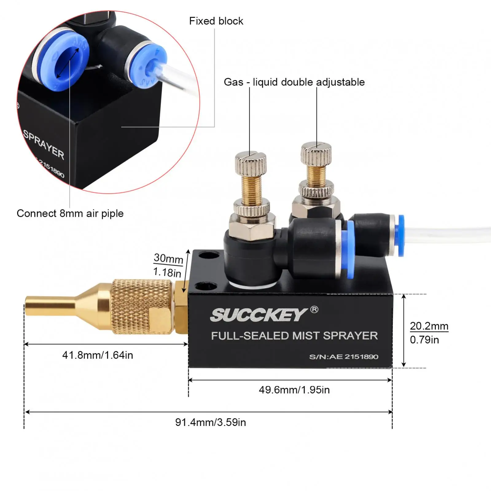 Precision Mist Coolant Lubrication Spray System with Flexible Pipe and Check Valve for Metal Cutting Engraving Cooling Machine