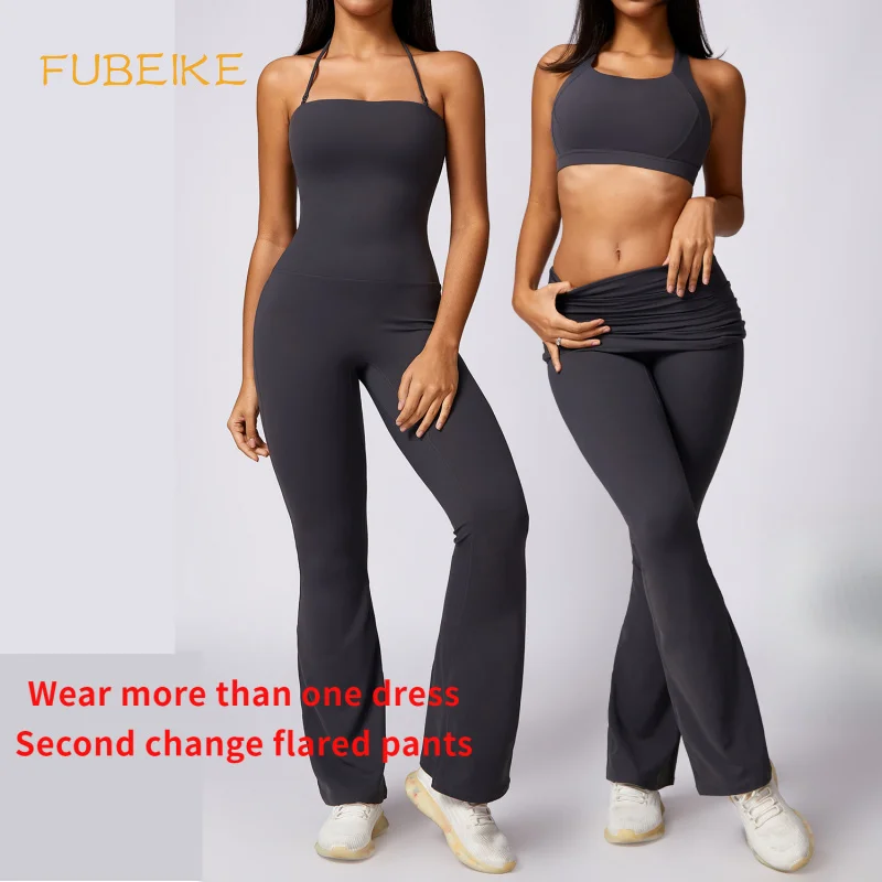 

FUBEIKE Quick-Drying Tight Yoga Jumpsuit High-Waisted Dance Chest Pad chest pad Two Ways To Wear One Piece Of Clothing Bodysuits