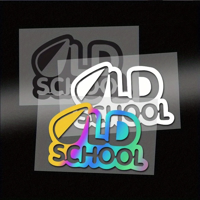 

1PC Multi-style "OLD SCHOOL" Text Sticker (White/Rainbow Gradient) - Waterproof Vinyl Decal for Car Laptop Decorative