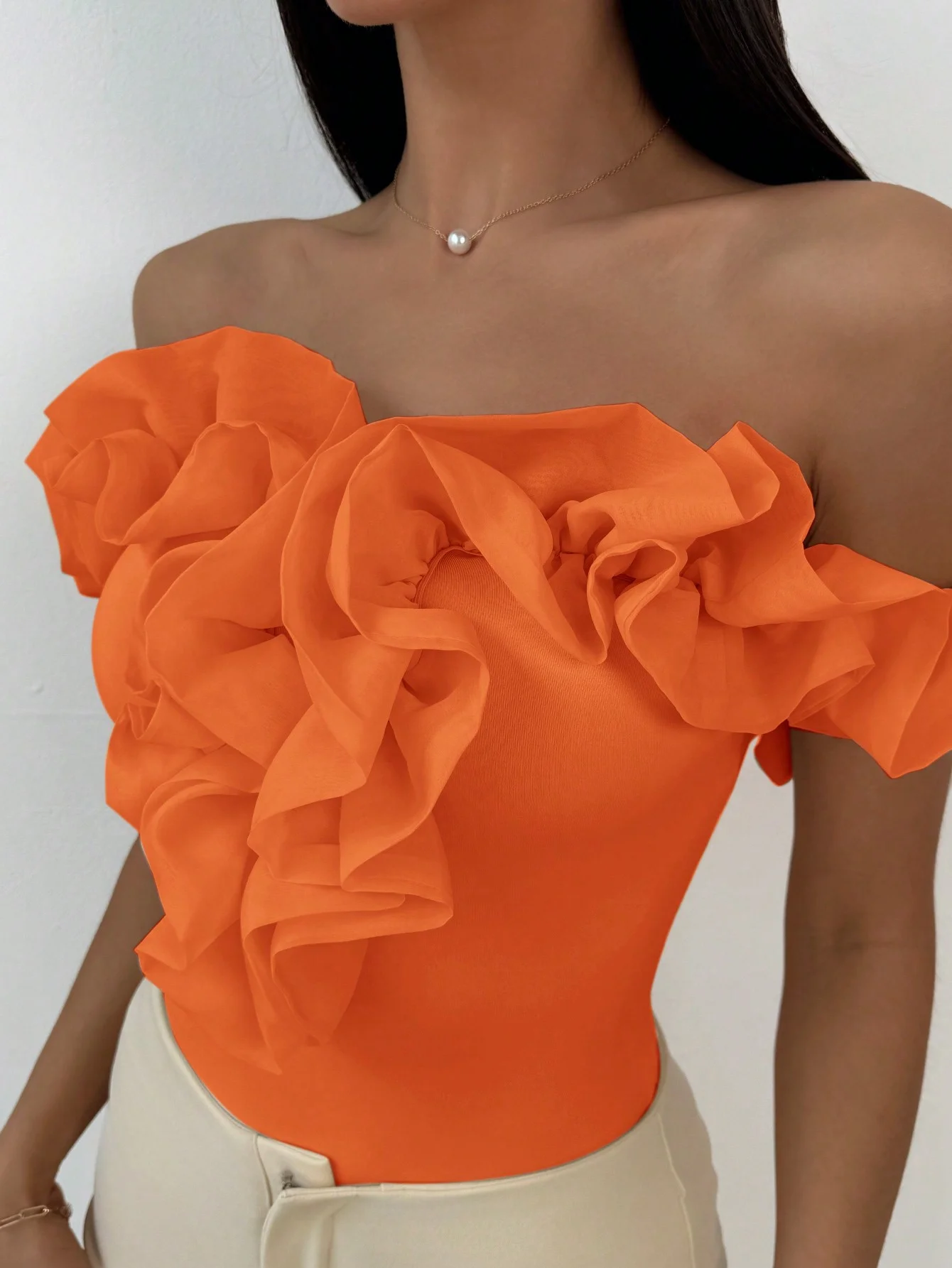 جديد الربيع / الصيف السيدات موسم الزفاف أنيقة تخفيف المواعدة عطلة شبكة سطر واحد الكتف التخسيس نيسيي