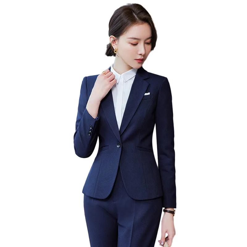 Imagem -02 - Ternos de Negócios Femininos com Peças Conjunto Blazer Cabolsa e Vestido Formal ol Estilos Profissionais Senhoras Escritório Trabalho Wear Blazers