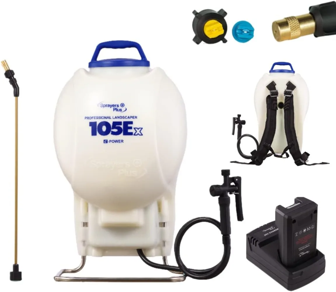 

105Ex Effortless Backpack Sprayer - 20V Lithium Long Battery Life with High Grade Seals & O-Ring, Brass Wand & Nozzle