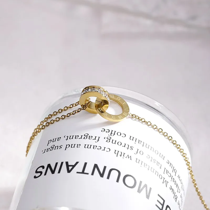 PAXA Luxury Elegant Crystal Stainless Steel Chain Bracelet for Women Fashion Roman Numerals Bracelets Charm Female Jewelry Gifts
