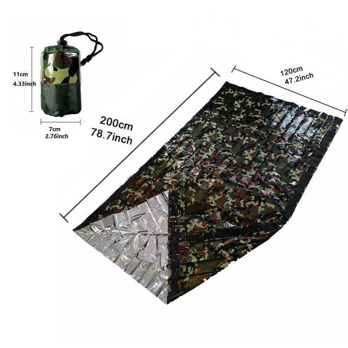 PET aluminum coated four color jungle camouflage emergency insulation two person emergency sleeping bag A