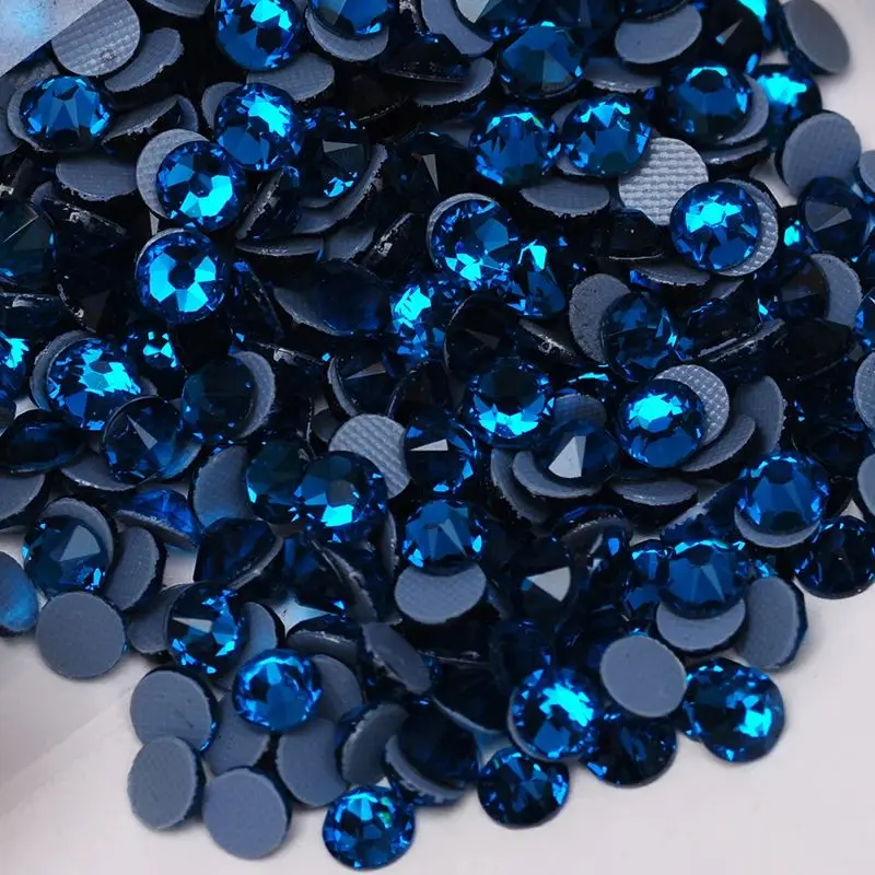 Original Blue Zircon Crystals from 2088 Rose Cut  Hotfix Flat Back Rhinestone Strass for Nail Art Jewelry Garment Needlework